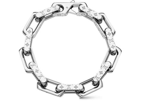 louis vuitton chain bracelet engraved monogram silver|m0998m monogram chain bracelet.